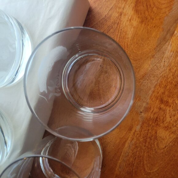 Set Of 4 Etched Clear Whiskey Glasses With Fish & Letter C Design - Picture 4 of 6